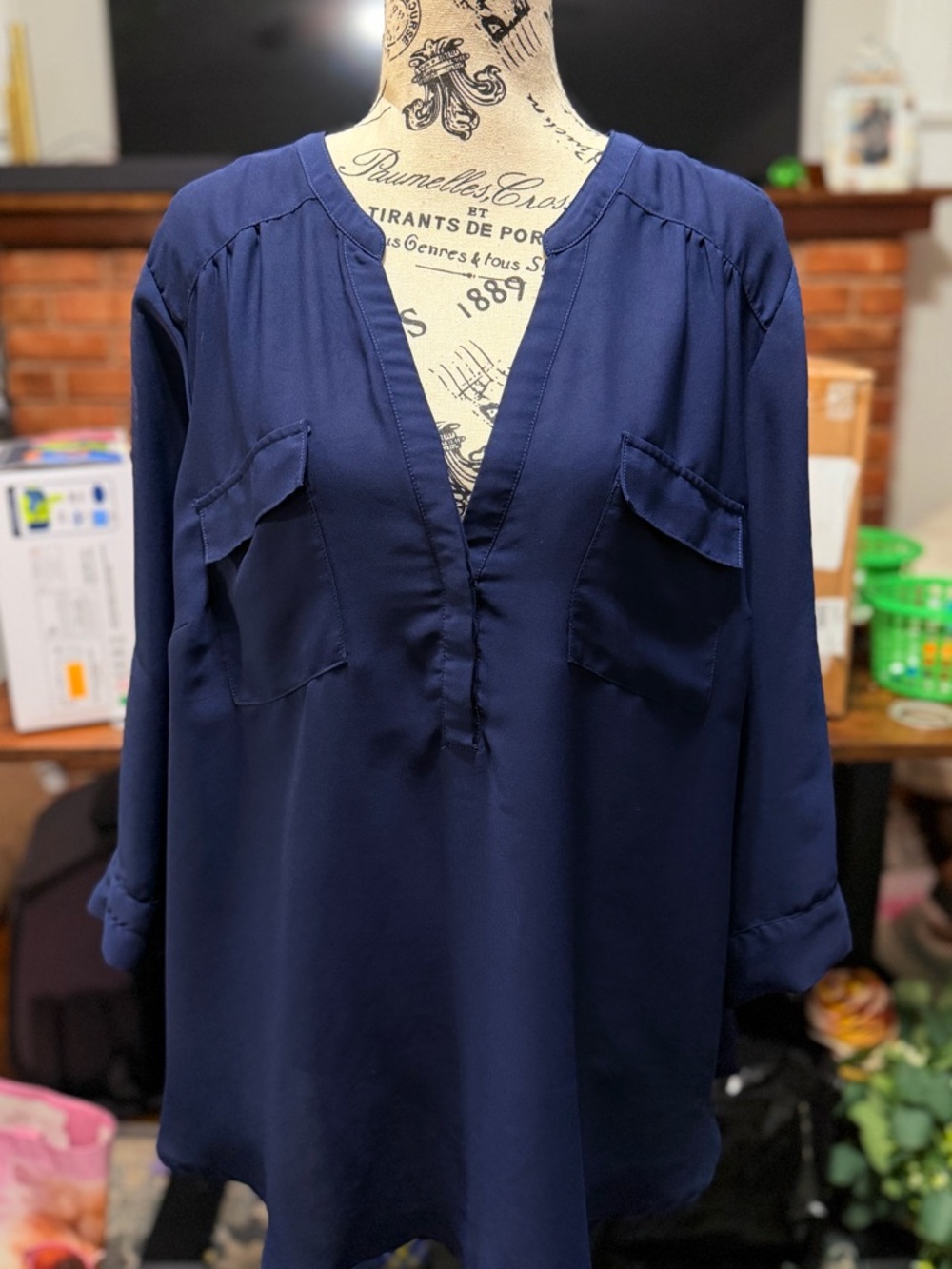 torrid Navy V-Neck Utility Blouse